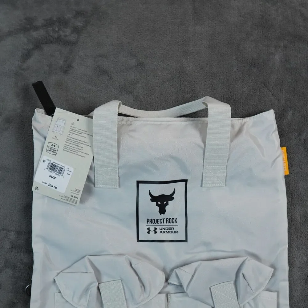 Under Armour UA Bag 19 Litre Project Rock Training Gym Sack White Clay 1369226